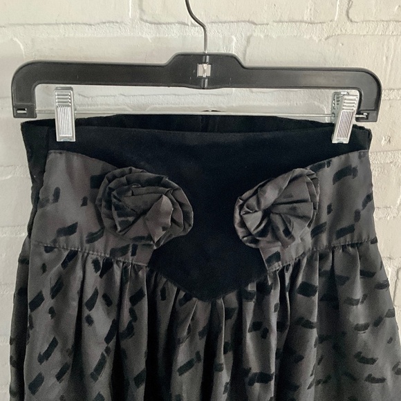 Vintage 80s A-Line Skirt Fairy Flowy Dark Romantic Goth Black Burnout Velvet M - Picture 2 of 6